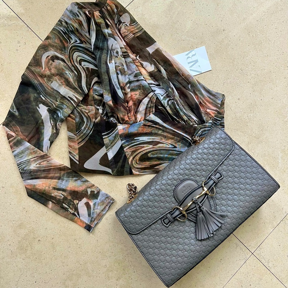 Zara Sheer Sleeve Crop Top